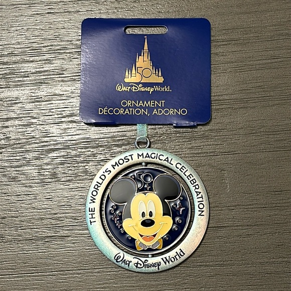 Disney World 50th Anniversary Christmas Ornament - Mickey Mouse Spinner - Picture 1 of 5